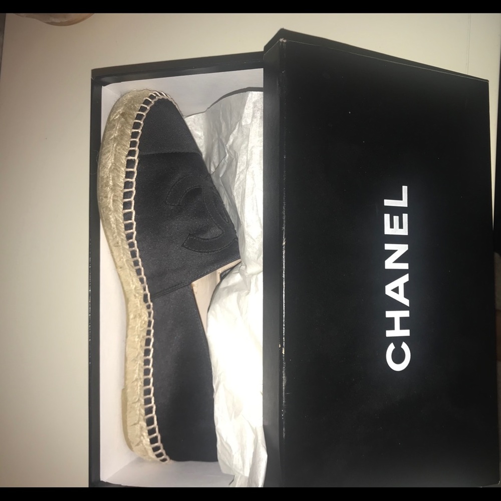 *SOLD* Chanel Espadrilles Black Satin Size 41 - Picture 4 of 6